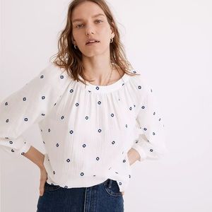 Madewell Embroidered Wide-Neck Top